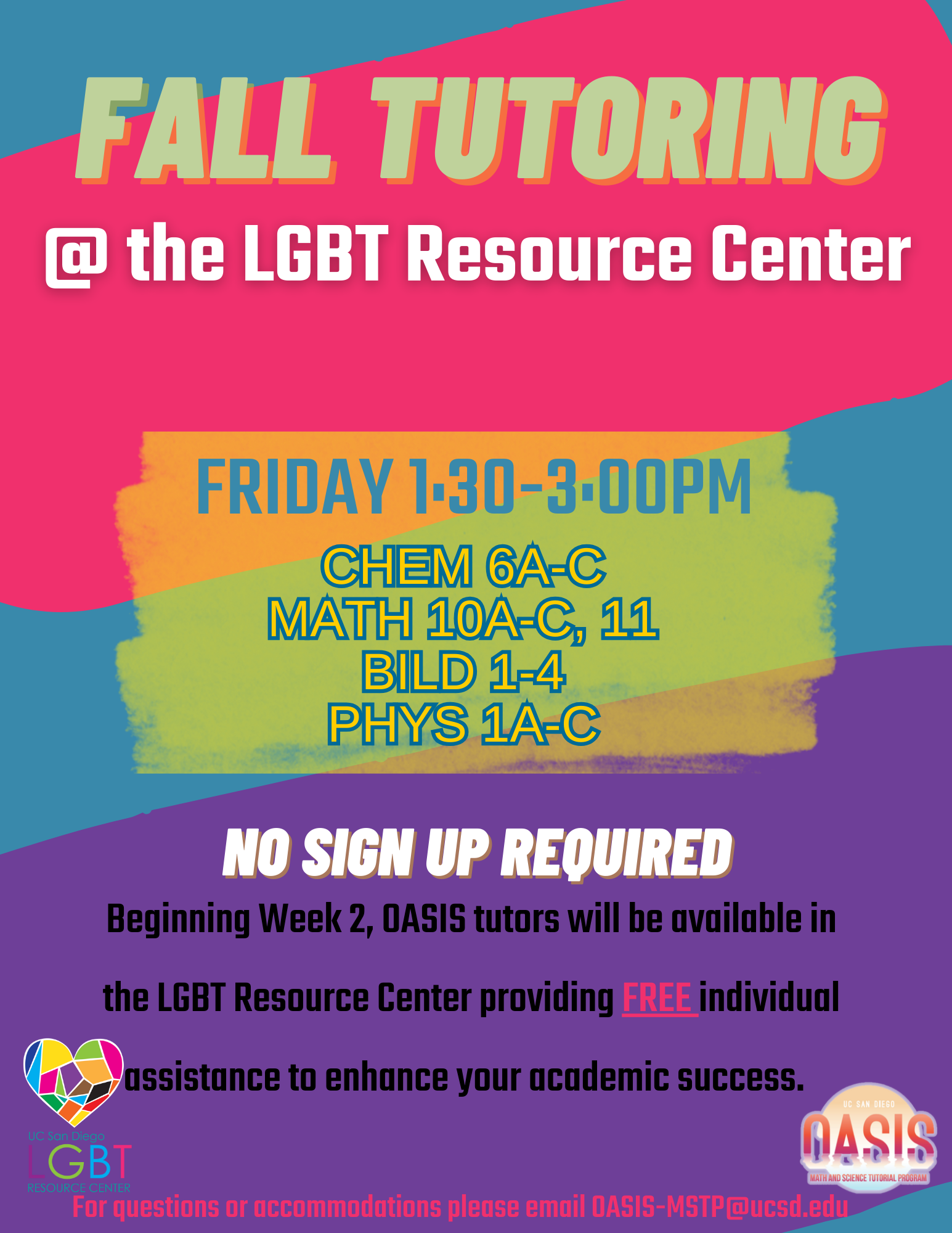 Advertisement for OASIS Tutoring at the LGBTRC