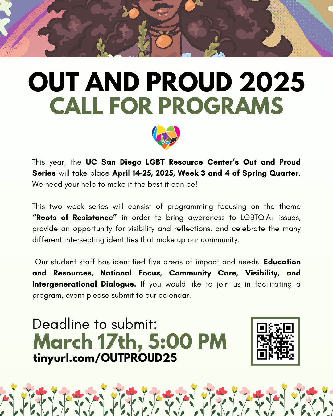 Advertisement for out and proud call for programs